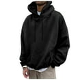 thumbnail image 7 of kpoplk Mens Hoodies Pullover Big and Tall, Men's Hooded Sweatshirts Long Sleeve Casual Waffle Knit Pullover Hoodies with Kanga Pocket(Black,S), 7 of 7