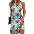 thumbnail image 4 of Gamivast Summer Dress for Women Straight Fit V-Neck Mini Dress Sleeveless Sundress Tropical Hibiscus Floral Print for Beach Cruise Vacation, 4 of 8