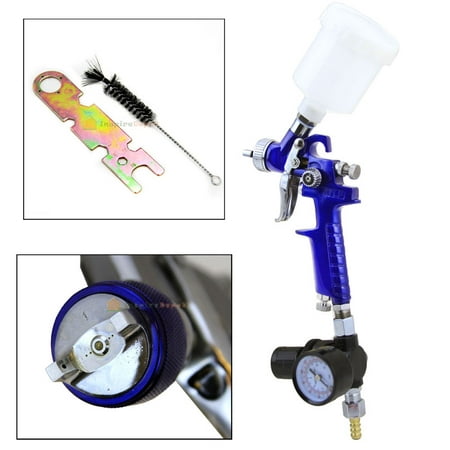1.0mm Nozzle HVLP Gravity Feed Paint Air Spray Gun, with Gauge