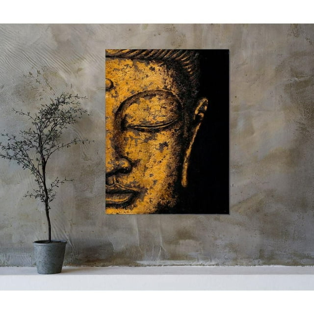 BUDDHA 50% HAND-PAINTING , ART WALL.<br>59"H x 39"W x 1.35"D