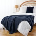thumbnail image 4 of Battilo Navy Blue Throw Blanket for Couch, Knitted Herringbone Throw,Navy Blanket for Living Room, 4 of 6