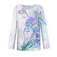 thumbnail image 4 of White Spring Clothes for Women 2024, Long Sleeve Graphic Tees for Women, Polyester Tee Shirts for Women Loose Fit, Women's Long Sleeved V Neck Floral And Plant Printed Casual Fashion T Shirt Top, 4 of 5