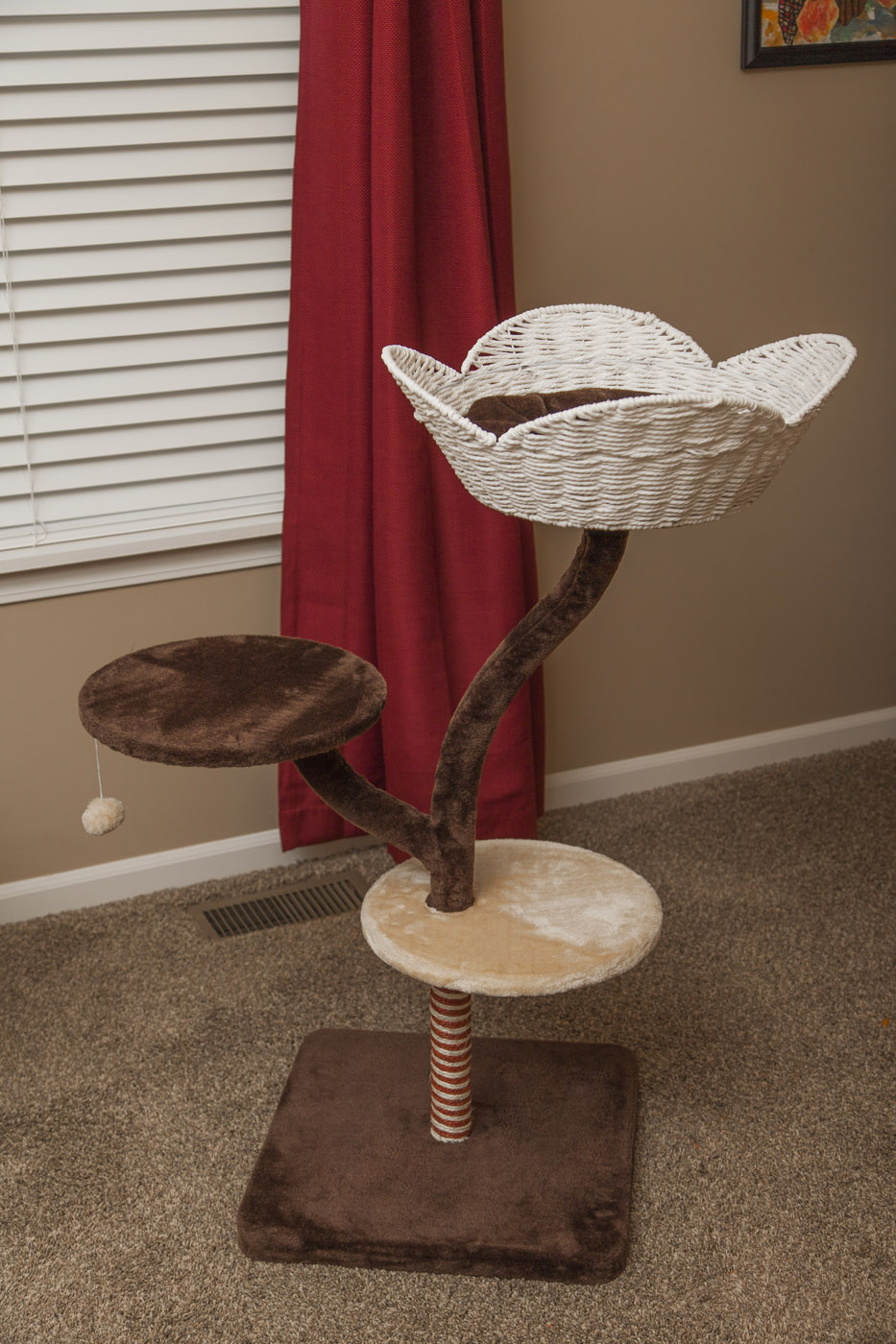 IRIS 4 Tier Plush & Wicker Cat Tree, Brown