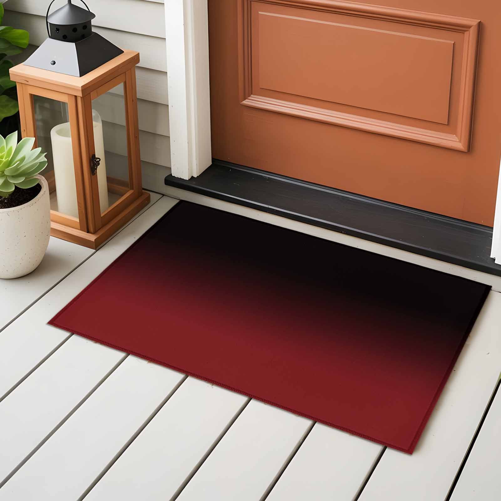 Black Red Ombre Bathroom Mat 2x3 FT, Non Slip Small Kitchen Mat, Modern Abstract Art Gradient Washable Soft Backed Front Door Throw Rug Non-Shedding Indoor Outdoor Doormat for Entryway Sink