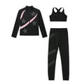 thumbnail image 3 of Haitryli Figure Ice Skating Dance Set for Girls Kids Sparkly Star Jacket with Crop Top  and Sports Pants Leggings Pink 7-8, 3 of 5
