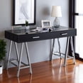 thumbnail image 2 of GZXS Modern Computer Desk with Charging Station and 2 Drawers, 54-Inch Rectangular Writing Desk with Chrome Metal Legs, White High Gloss Finish, 2 of 8