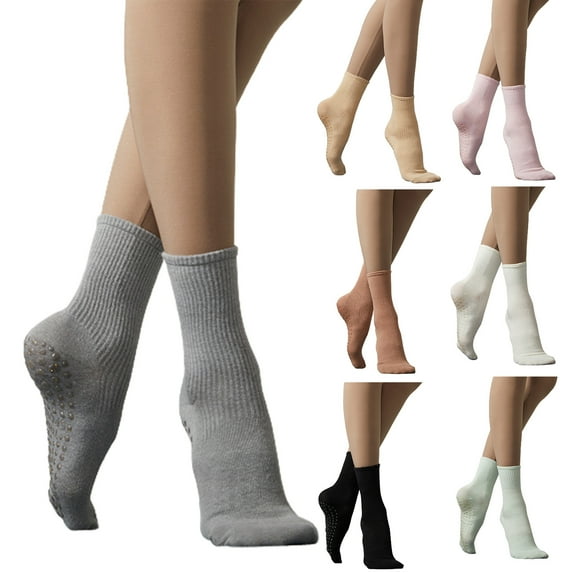 Shenmeida 1 Pair Non Slip Yoga Socks, Anti-Skid Socks for Pilates Fitness Socks with Grips Breathability Sport Socks for Home