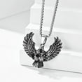 thumbnail image 3 of GKNET Men's Silver Winged Eagle Pendant Necklace Punk Rock Biker Delicate Jewelry Chain 24", 3 of 4