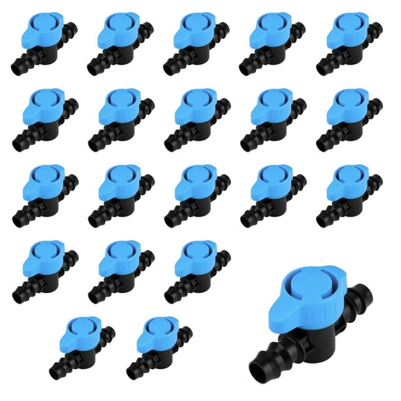 Pro Grade 16mm Drip Irrigation 1/2 inch Barbed Valve, Drip Line Parts 1/2" Shut Off Valve Fits for 1/2 Inch Drip Irrigation Tubing (.570-.620" ID) for Drip or Sprinkler Systems (25)