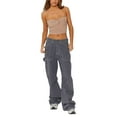 thumbnail image 2 of Coduop Women Twist Front Knitted Tube Top Strapless Solid Ruched Rib-Knit Crop, 2 of 8