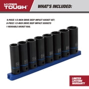 Hyper Tough 9-Piece 1/2 in Drive Deep Metric Impact Socket Set