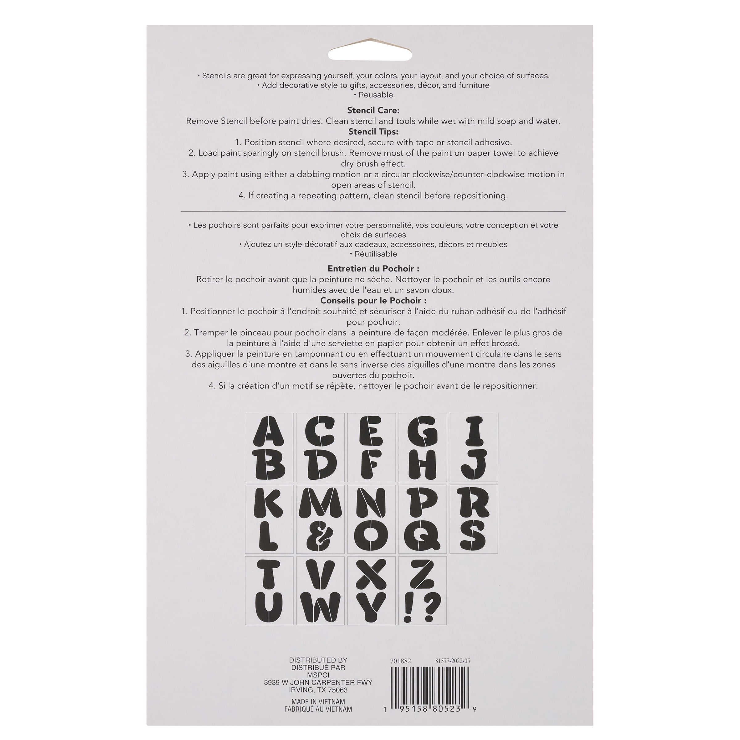 Craft Smart 4.5" Retro Serif Alphabet Stencils - Reusable Plastic, 29 Designs per Pack, 14 Sheets Each - Ideal for DIY Crafts, Decor, Furniture & Gifts, 6 Pack