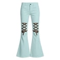 thumbnail image 4 of UYYX Pants For Girls Youth Girls Retro Crisscross Strap Flare Jeans Slim Fit Wrinkle Resistant Fashion Pants（Sky Blue，10-11 Years）, 4 of 4