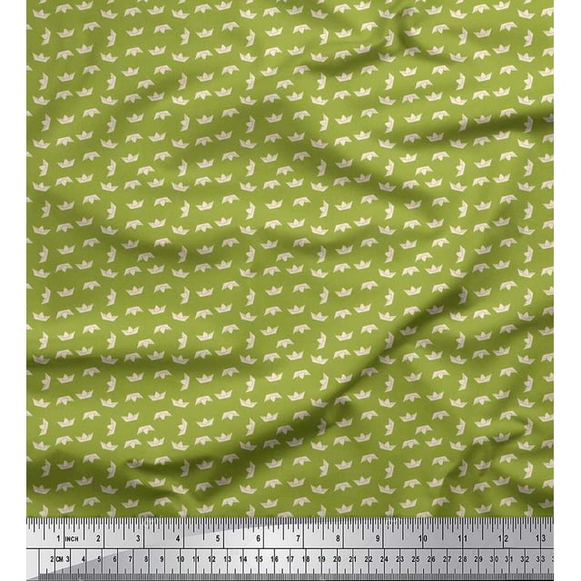 Soimoi Polyester Crepe Fabric Paper Boat Art & Craft Decor Fabric Printed Yard 42 Inch Wide