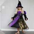 thumbnail image 4 of Vestido de fiesta de bruja para niñas de Halloween, disfraz de fantasma gótico, bata, vestido con tutú, sombrero de bruja para fiesta de carnaval de Purim, 4 of 5