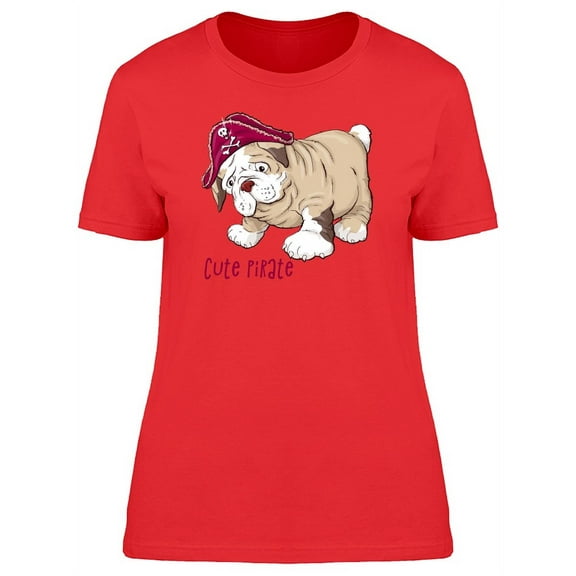 Cute Pirate Bulldog T-Shirt Women -Image by Shutterstock, Female Medium