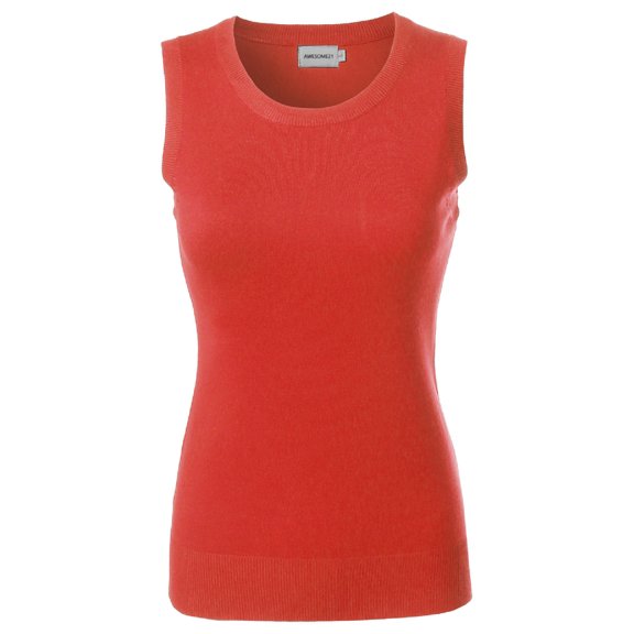 FashionOutfit Women's VISCOSE Solid Office Career Soft Stretch Sleeveless Knit Top