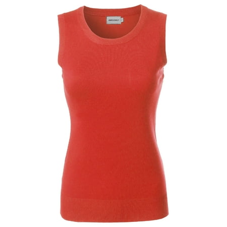 FashionOutfit Women's VISCOSE Solid Office Career Soft Stretch Sleeveless Knit Top