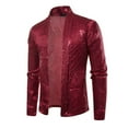 thumbnail image 3 of JXMVOJ Mens Sequin Coat Suit Jacket Party Show Tux Dress Coat Hatless Casual Loose Coat, 3 of 4