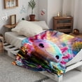 thumbnail image 4 of Fantasy Axolotl Rainbow Forest Glow Flannel Blanket Soft Warm All Season Blanket Sofa Bed Office Camping Travel Gift Blanket Birthday Anniversary Gift Travel Festive Pattern Home Decorators, 4 of 7