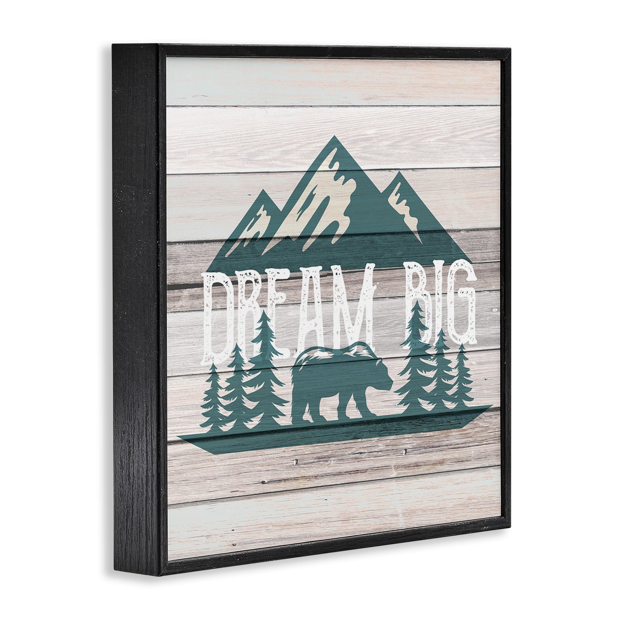 Stupell Industries Rustic Forest Mountain Adventure Dream Big Sentiments Typography Painting Black Framed Art Print Wall Art, 17 x 17