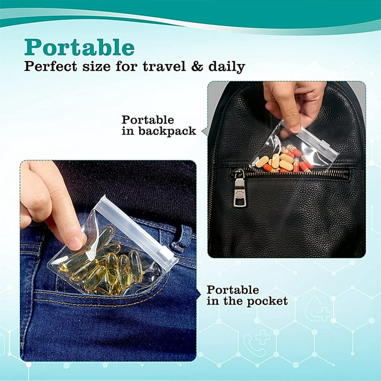 Pill Pouch Bags (10 Pack),Happon Clear Resealable Travel Pill Bags Daily  Travel Medicine Organizer,Portable Plastic Pouch Small Bags to Hold  Vitamin, Medication, Pills, 3 x 2.75 