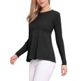 thumbnail image 4 of INSPIRE CHIC Pullover Sweaters for Women Casual Loose Fit Crew Neck Long Sleeve Stretchy Knit Sweater Elegant Peplum Tops 2025 L Black, 4 of 6
