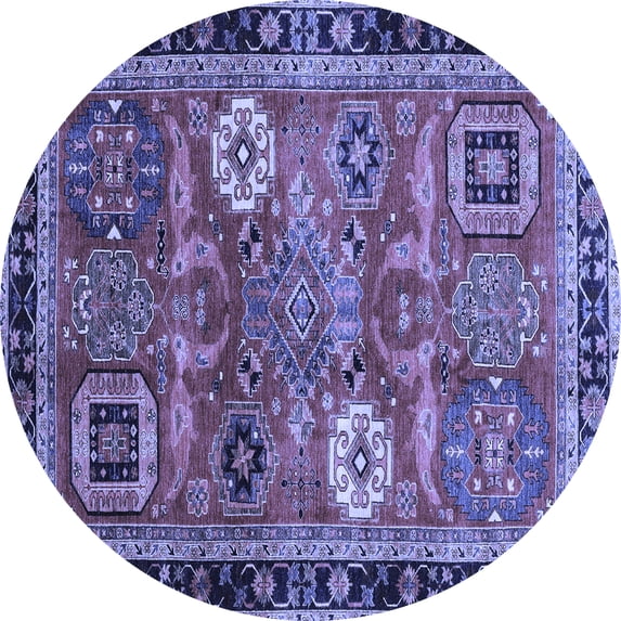 Ahgly Company Indoor Round Abstract Blue Modern Area Rugs, 3' Round