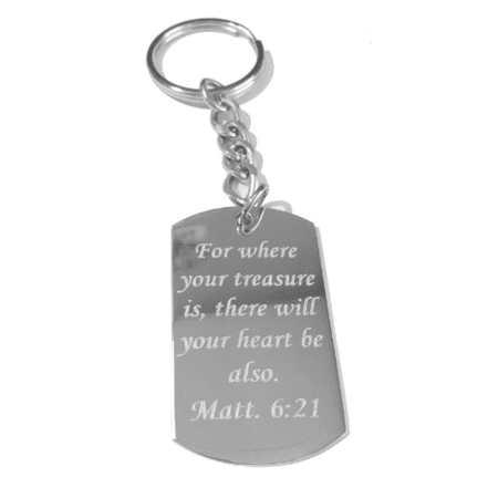 - Jesus Christ Christian Christianity Bible Verse Matt 6-21 Logo Symbols - Metal Ring Key Chain Keychain