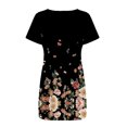 thumbnail image 5 of USSUMA Dresses for Women Party Casual,Women's Short-Sleeve Scoop Neck Swing Dress Casual Floral Printed Simple T-Shirt Dresses 2022 Summer Tunic Sun Dress, 5 of 8