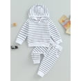 thumbnail image 2 of Bagilaanoe Toddler Baby Boy Long Pants Set Striped Long Sleeve Hoodie Pullover Tops + Sweatpants 6M 12M 18M 24M 3T 4T Kids Casual Sweatsuits, 2 of 8