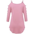 thumbnail image 3 of Made by Johnny Women's 3/4 Sleeve Hollowed Out Shoulder Top L PINK, 3 of 6