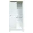 thumbnail image 5 of 68" Tall Storage Wardrobe, Modern Multi-Function Large Storage Cabinet with Hanging Rods, 2 Drawers, Open Shelves, Sliding Door, Minimalist Style Furniture for Living Room, Bedroom, White, 5 of 8