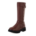 thumbnail image 4 of Mostsola Motorcycle Boots for Women Fashion Biker Riding Boots Zip up Chunky MId Calf Boots, 4 of 9