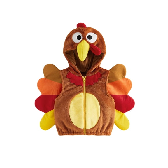 RUINIXCW Toddler Baby Girl Boy Thanksgiving Turkey Costume Kids Fall Winter Warm Fleece Vest Jacket Little Girl Boy Sleeveless Hooded Zip Up Jacket Coat
