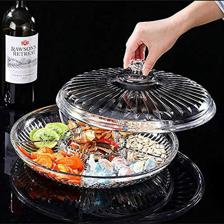 Acrylic 11 Divided Serving Tray with Lid 2 Tiered Snack Tray Food Storage  Containers