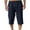 A-Navy, variant on Wyobmus Mens Linen Capris Loose Casual Solid Color Drawstring Waist Cotton Mid Length Pants 3/4 Lightweight Soft Bermuda Beach Shorts S-2X A-Black