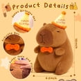 thumbnail image 5 of Capybara Plush with Happy Birthday Hat Bow Soft Capibara Stuffed Animal Plushies Toys for Birthday Gifts Party Decoration for Kids Brown 9 inch, 5 of 7