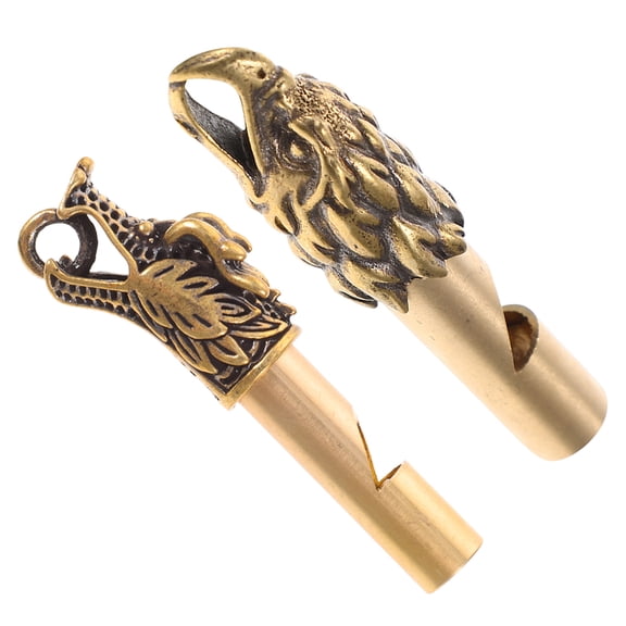 Masteelf 2pcs Emergency Whistle Copper Camping Whistle Outdoor Whistle Portable Hiking Whistle