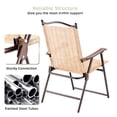 thumbnail image 4 of 2 Pack Patio Folding Dining Chairs, Outdoor Sling Lawn Chairs with Armrests, Sturdy Steel Frame, Portable Camping Lounge Chairs for Backyard, Deck, Poolside and Garden, No Assembly (Beige), 4 of 5
