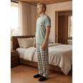 thumbnail image 4 of Pijama Hombre 2 Piezas Unitalla, Playera Suave con Bolsillo y Pantalón a Cuadros, Comodidad Total para Descanso, 4 of 5