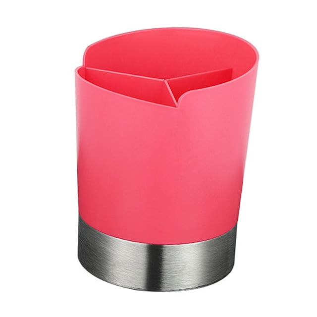 Organizador de mesa con 3 compartimentos para cubiertos: tenedores, cucharas y más. Rosa