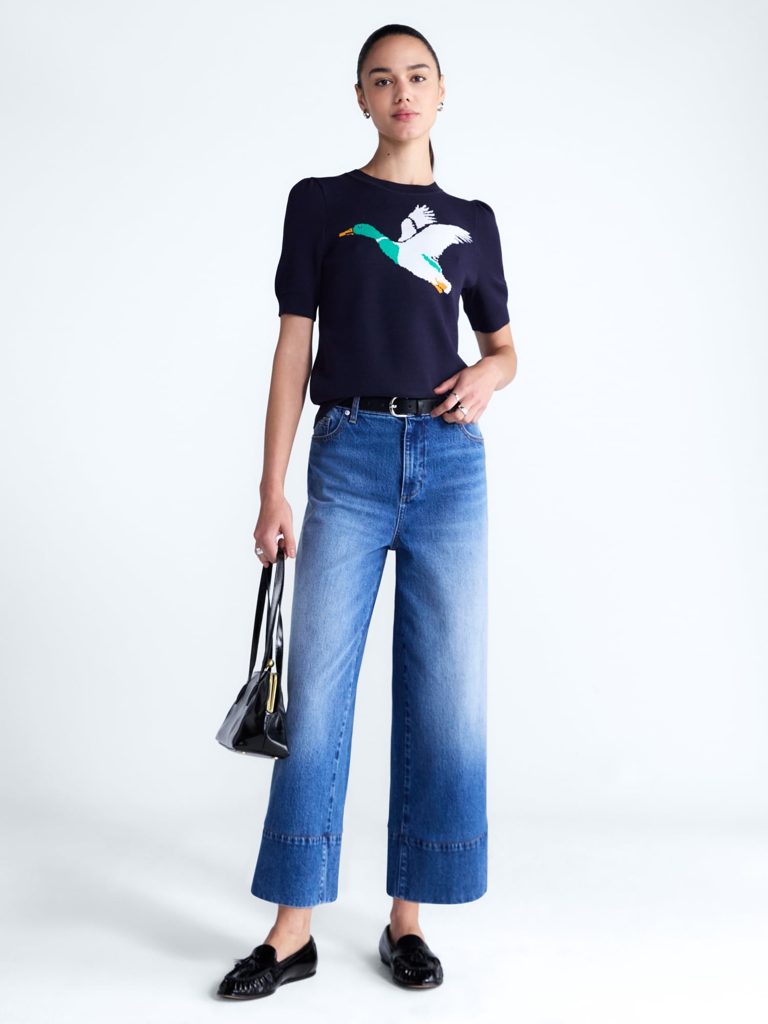 Free Assembly Women's High Rise Wide Leg Ankle Jeans, 27" Inseam, Sizes 0-16