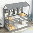 thumbnail image 3 of Twin House Loft Bed With Guardrails, Semi-Enclosed Roof, Bedside Shelves And Ladder, Grey, 3 of 9