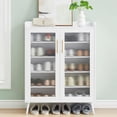 thumbnail image 1 of Garvee shoe cabinets con glass doors: 5 - tier adjustable estantes, space - saving shoe organizer para entrada, hallway, sala de estar, closet (moderno home muebles, blanca), 1 of 7