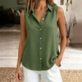 thumbnail image 5 of GZWYHT Women's Sleeveless Button Down Shirts Wrinkle Free Solid Business Casual Blouses for Women Office Work Tops Button Up Office Clothes Green L, 5 of 5