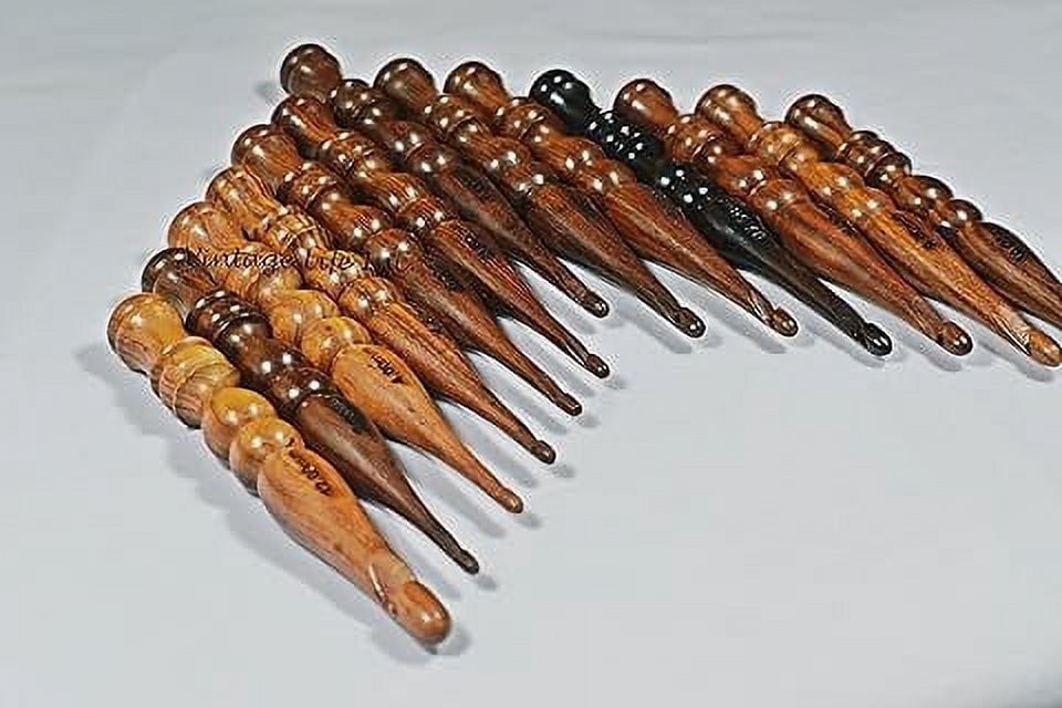 DnU Avenue Sheesham Wood Set of 13 Ergonomic Crochet Hooks 3.5 MM to 12 MM, Wooden Yarn Crochet Hooks for Arthritic Hands, Knitting & Crochet Storage, Soft Grip, Wood Finish, Brown (Only Hooks)