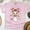 Light Pink, variant on Strawberry Duck Shirt for Women and Kids, Cute Bow and Blush Face Graphic Tee, Gold, Size M