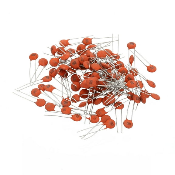 Uxcell 1nf 50V Ceramic Disc Capacitor, 100 Pcs Ceramic Chip Capacitor Assortment Kit,  Brown Red
