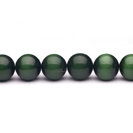 Light Green Glass Eyes - Emerald Green Cat's Eye Beads Round Fiber Optic Glass Beads 20mm 6pcs